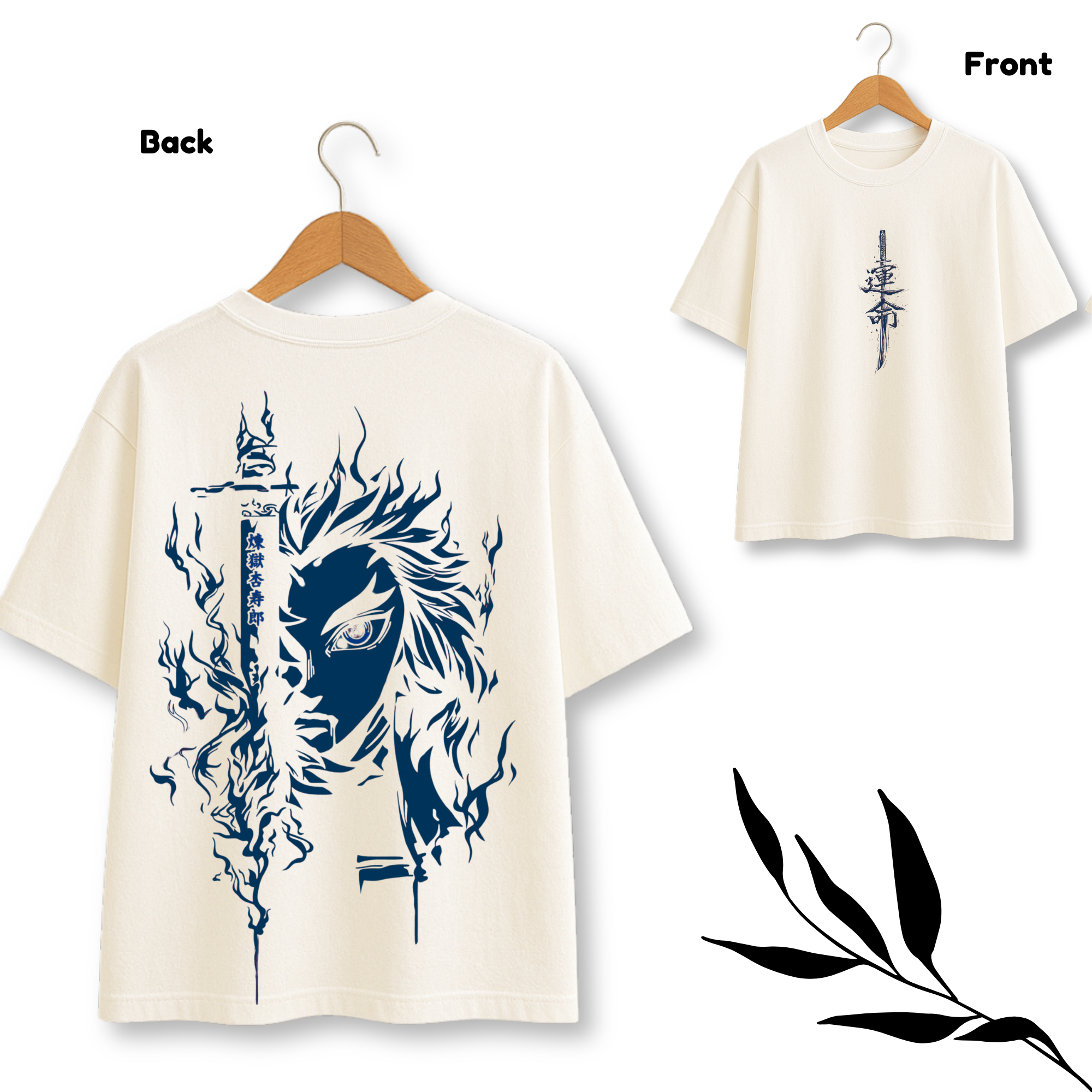 Preview of Rengoku Demon Slayer White oversize Tshirt