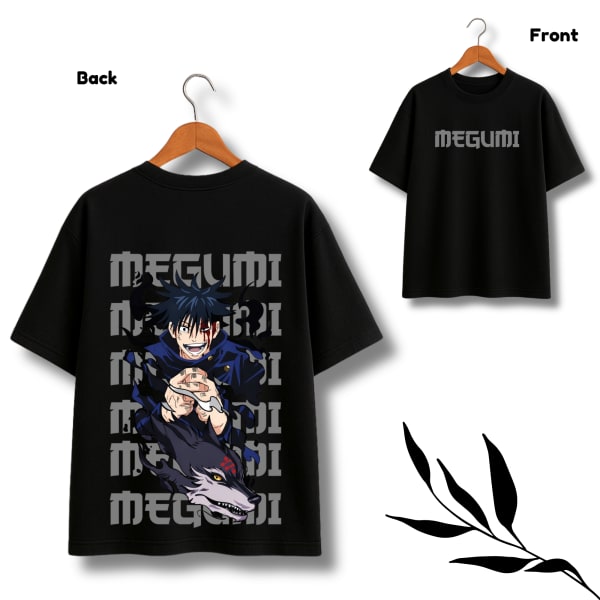 Megumi Fushiguro Jujutsu Kaisen Black Overstize Tshirt