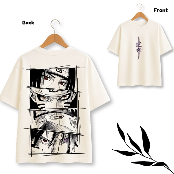 Naruto Shippuden Womens T Shirt Kakashi Hatake, Sasuke Uchiha, Naruto, Itachi Uchiha Top White Oversize tshirt