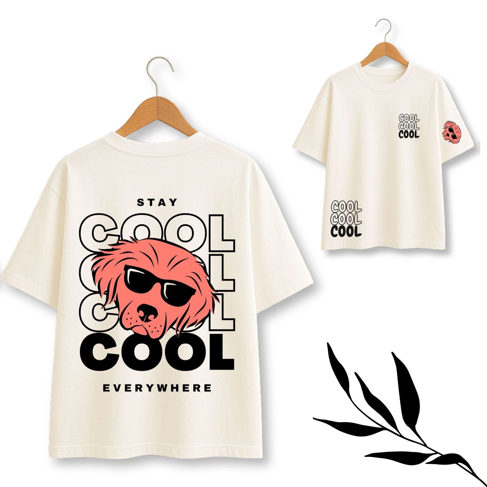 Cool Red Dog Anime Theme Oversize T-Shirt