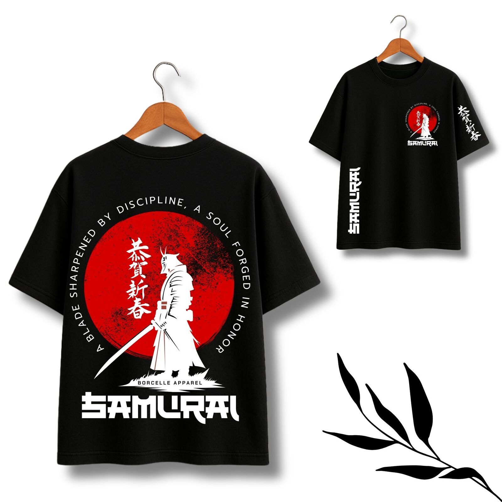 Samurai Warrior Anime Theme Oversize T-Shirt Black