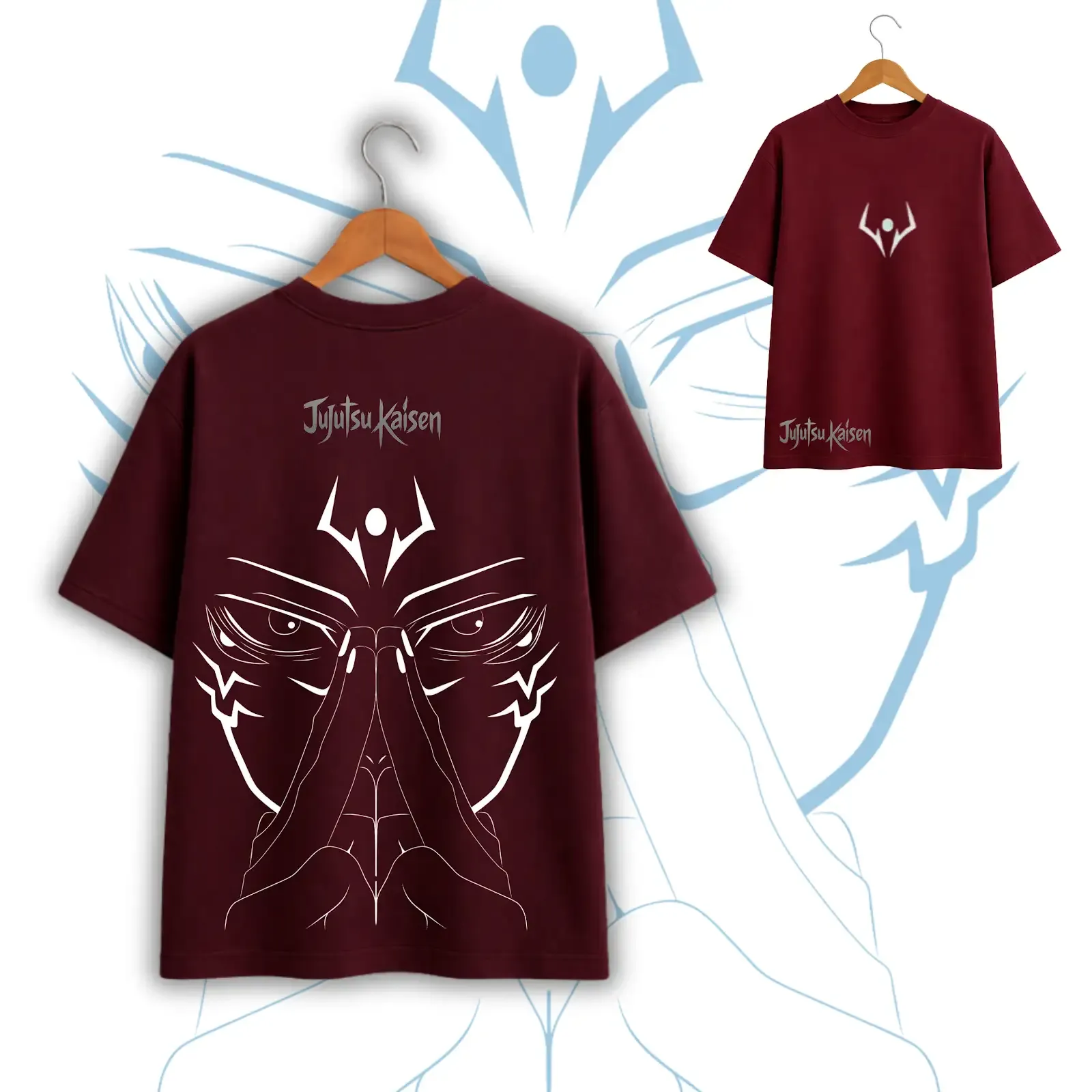 Jujustu Sukuna Face Theme Maroon T-Shirt