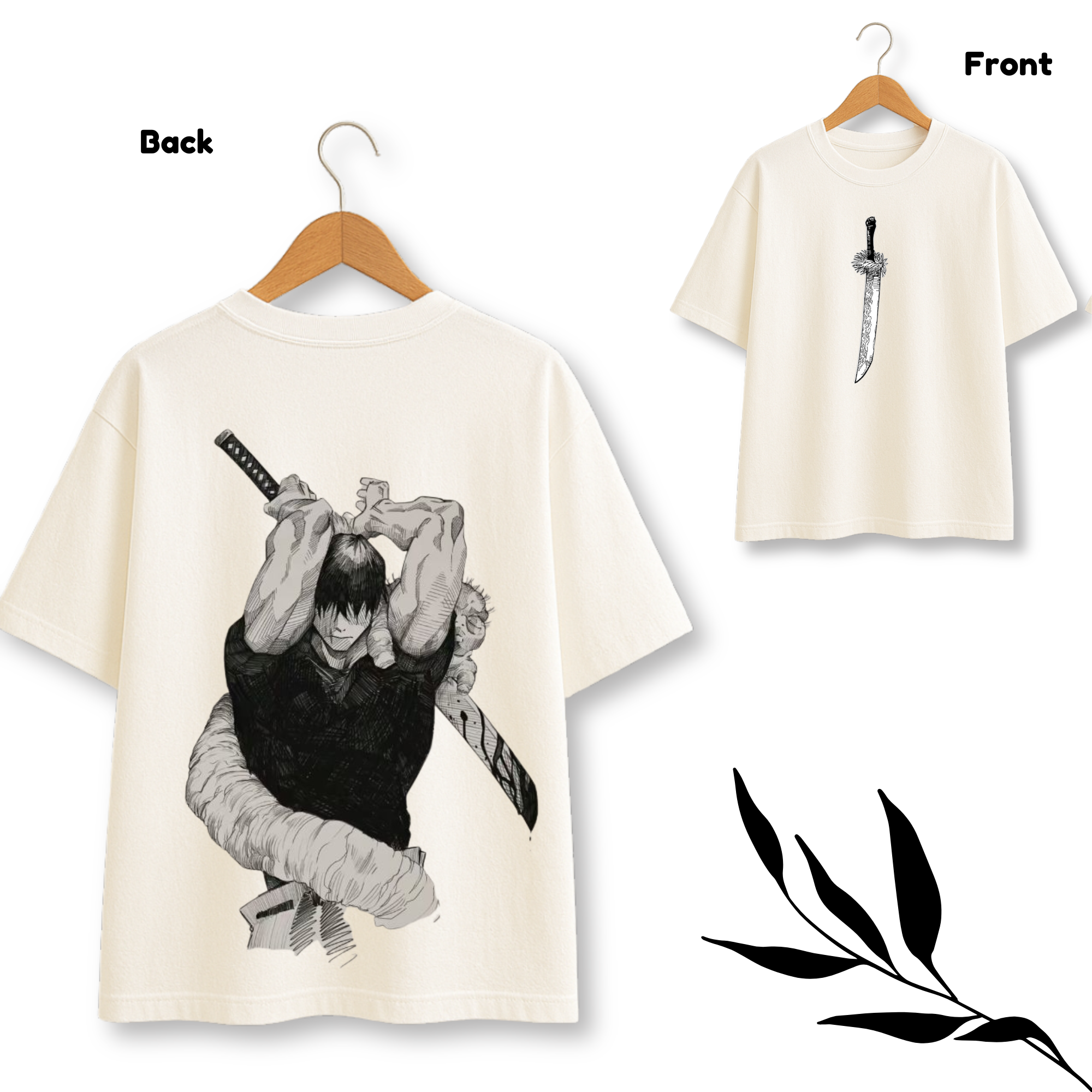 Toji Katana Theme White Oversize T-shirt