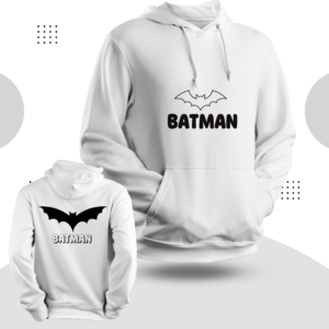 Batman Theme Cotton Hoodies White Color