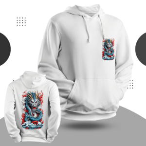 Anime Snake Theme Cotton Hoodies White Color