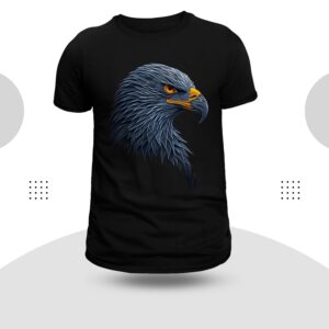 Eagle Face Round Neck Black Color T-Shirt