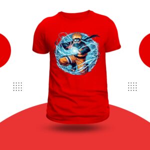 Anime Theme T-Shirt Round Neck Red Color