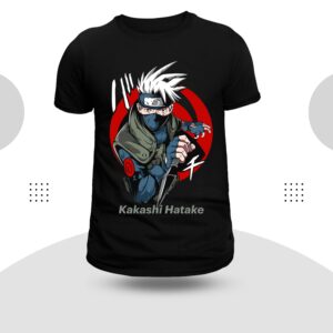 Kakashi Theme Round Neck Black Color T-Shirt