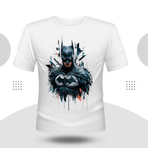 Batman Theme T-Shirt Round Neck White Color
