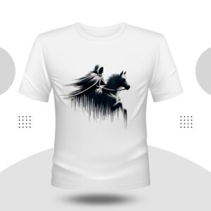 Black Hunt Theme T-Shirt Round Neck White Color