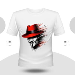 Red Joker Theme T-Shirt Round Neck White Color