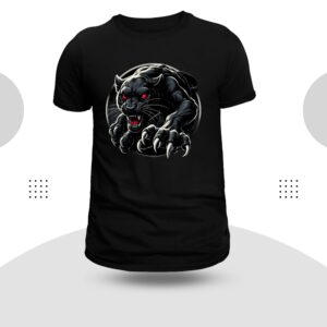 Black Panther Theme T-Shirt Round Neck Black Color