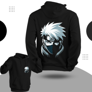 Anime Theme Cotton Hoodies Black Color